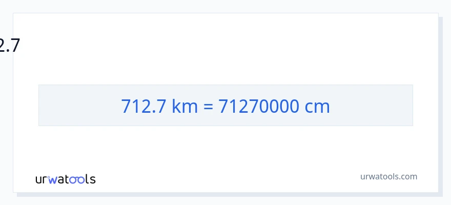 712.7 கிலோமீட்டர்கள் இலிருந்து சென்டிமீட்டர்கள் வரை மாற்றம்