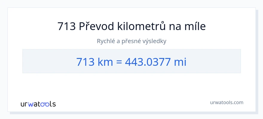 Konverze z kilometry na míle: 713