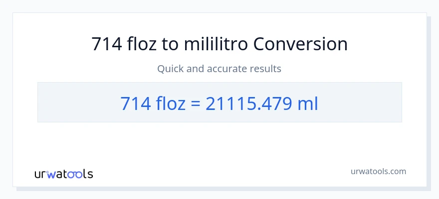 714 mga onsa ng likido patungong mga mililitro na conversion