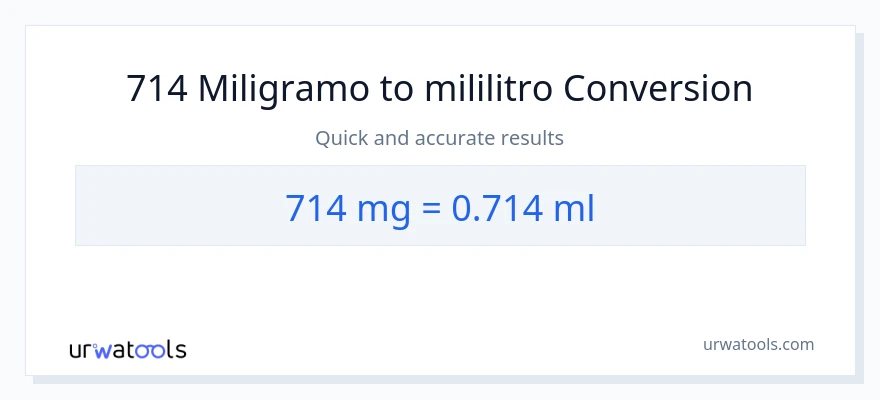 714 miligramo patungong mga mililitro na conversion