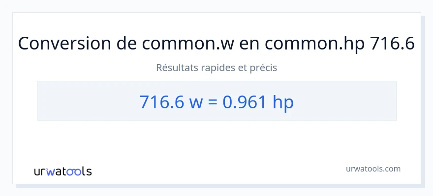 Conversion 716.6 watts vers chevaux-vapeur