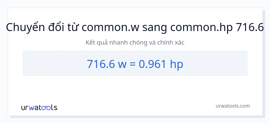 Chuyển đổi 716.6 watt sang mã lực