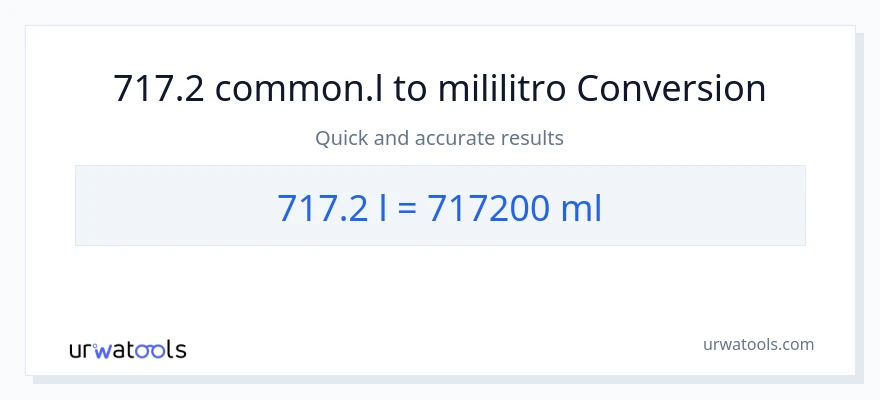 717.2 Liters patungong mga mililitro na conversion