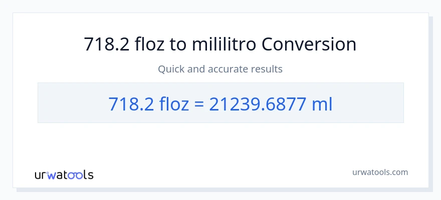 718.2 mga onsa ng likido patungong mga mililitro na conversion
