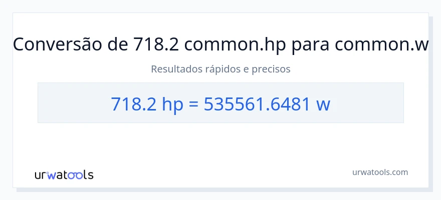 Conversão de 718.2 cavalos de potência para watts