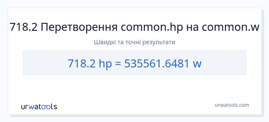 Конверсія з кінська сила у вати: 718.2