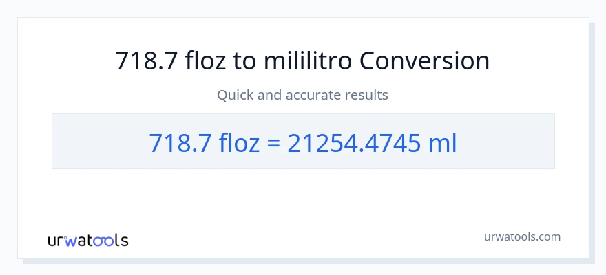 718.7 mga onsa ng likido patungong mga mililitro na conversion