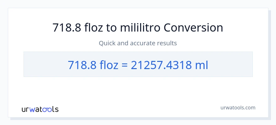 718.8 mga onsa ng likido patungong mga mililitro na conversion