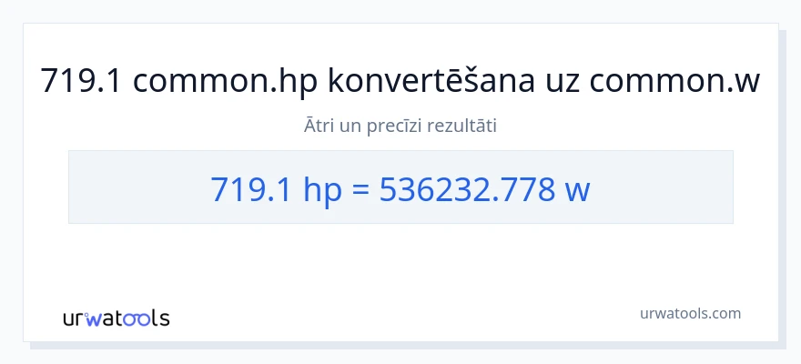 719.1 zirgspēki uz vati konversiju