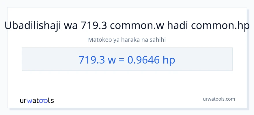 Ubadilishaji wa 719.3 wati hadi farasi