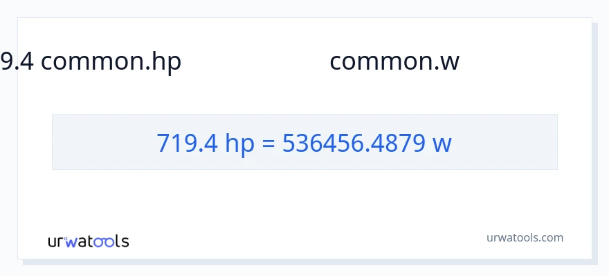 719.4 குதிரைத்திறன் இலிருந்து வாட்ஸ் வரை மாற்றம்