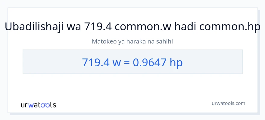 Ubadilishaji wa 719.4 wati hadi farasi