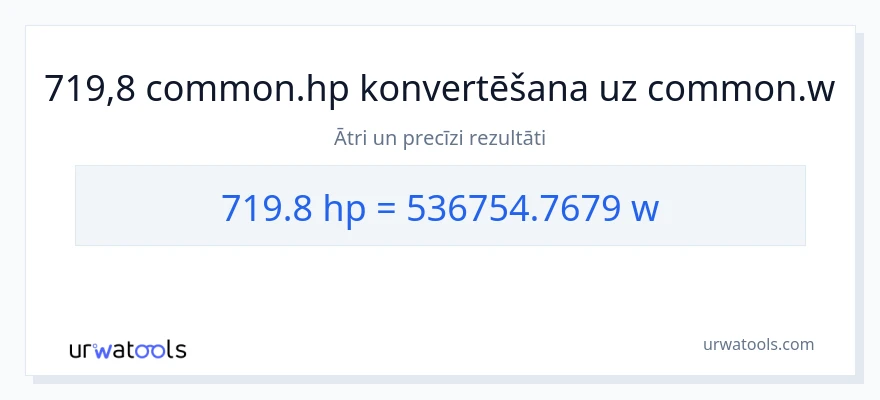 719.8 zirgspēki uz vati konversiju