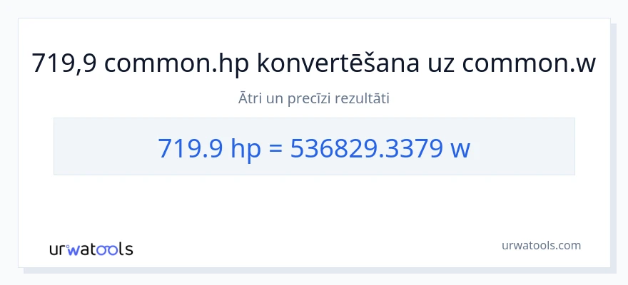 719.9 zirgspēki uz vati konversiju