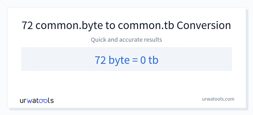 72 Bytes 到 Terabytes 轉換