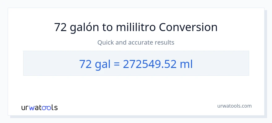 Conversión de 72 Galones a mililitros