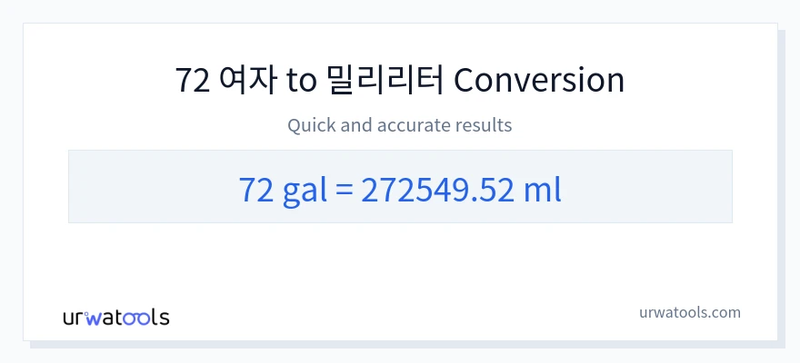 72 갤런에서 밀리리터으로의 변환
