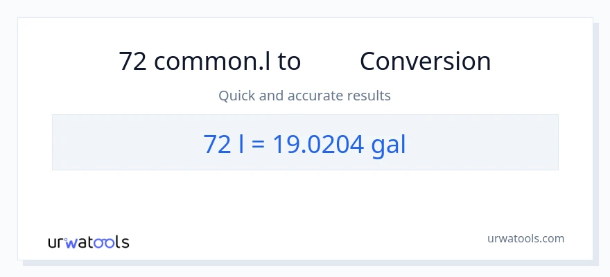 72 Liters ൽ നിന്ന് ഗാലൺസ് ലേക്ക് പരിവർത്തനം