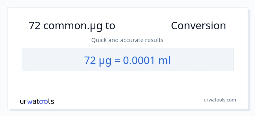 تبدیل 72 میکروگرم به میلی‌لیتر