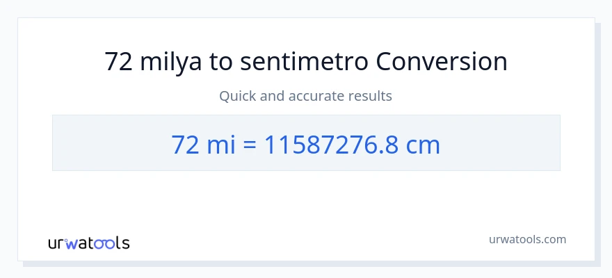 72 milya patungong Mga Sentimetro na conversion