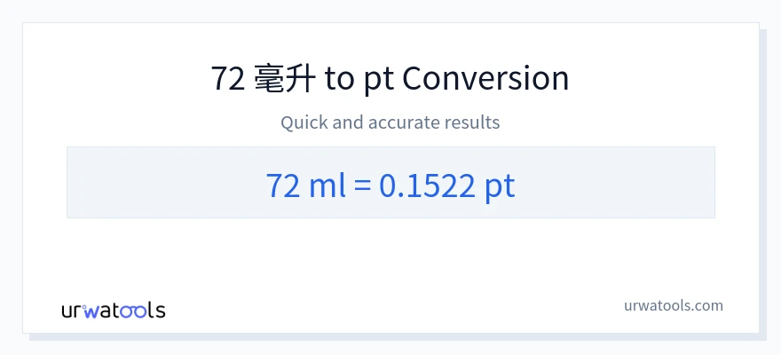 72 毫升 到 Pints 轉換
