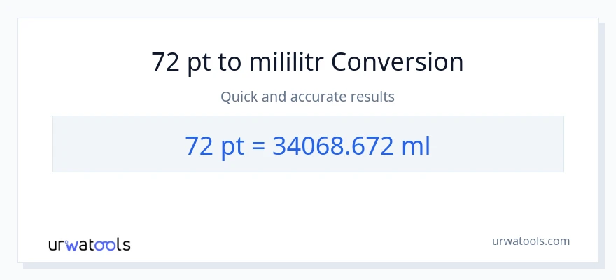 Konwersja 72 Pints do mililitry
