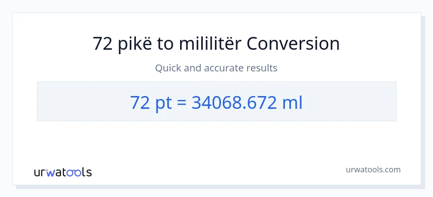 Konvertimi 72 Pints në mililitra