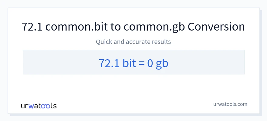 72.1 Bits에서 Gigabytes으로의 변환