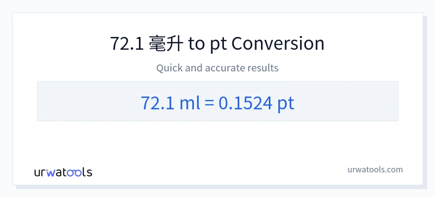 72.1 毫升 到 Pints 轉換