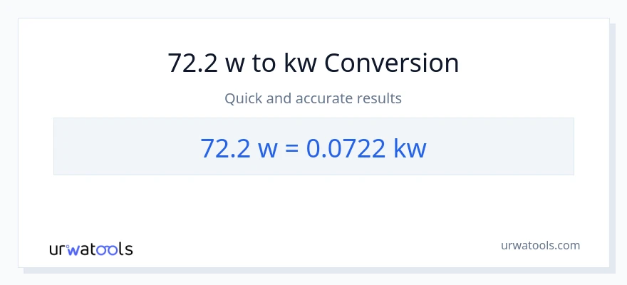 72.2 watts patungong kilowatts na conversion