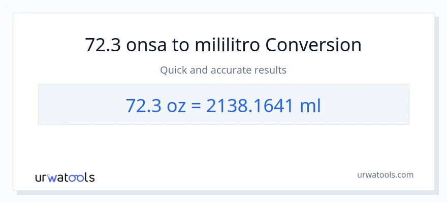 72.3 Mga onsa patungong mga mililitro na conversion