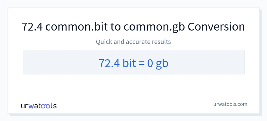 72.4 Bits에서 Gigabytes으로의 변환
