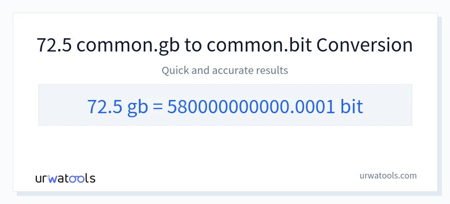 72.5 Gigabytes에서 Bits으로의 변환