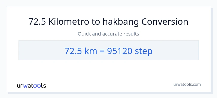 72.5 Kilometro patungong mga hakbang na conversion