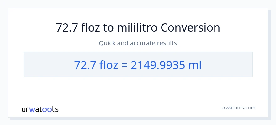 72.7 mga onsa ng likido patungong mga mililitro na conversion