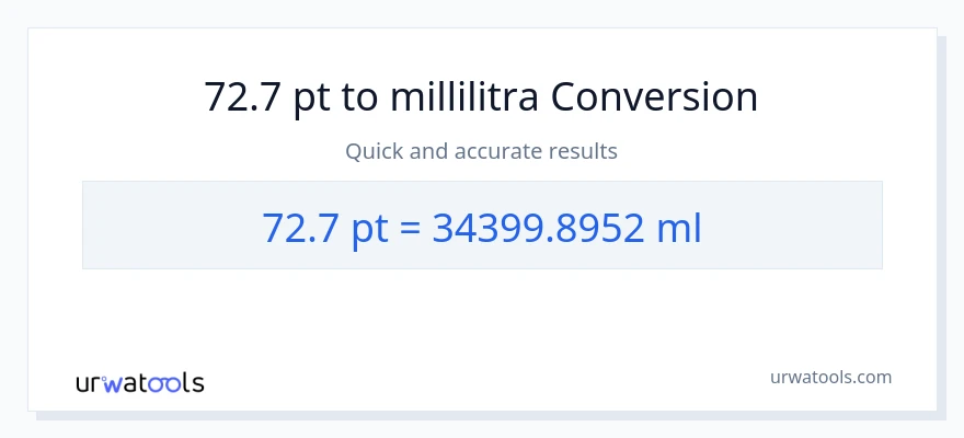 72.7 Pints - millilitraa muunnos