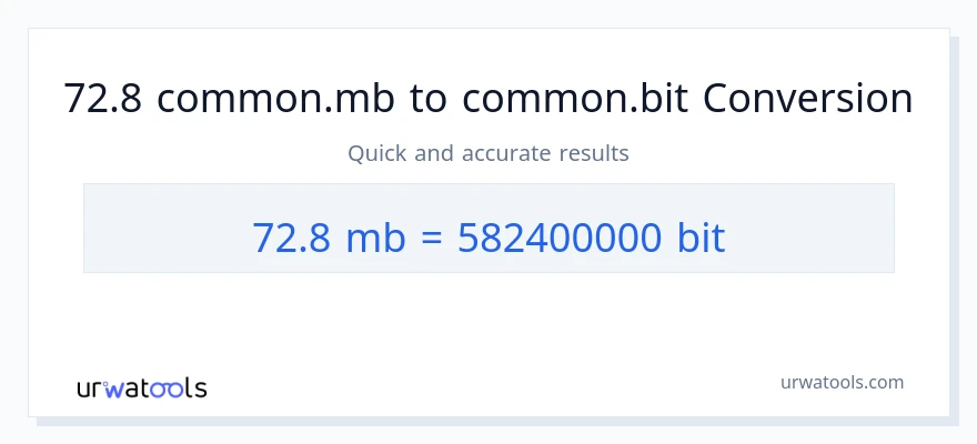 التحويل من 72.8 Megabytes إلى Bits