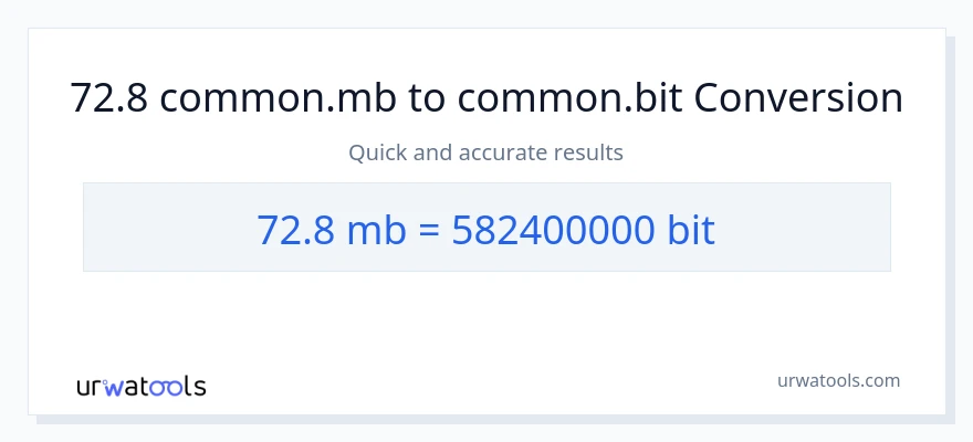 Conversion 72.8 Megabytes vers Bits