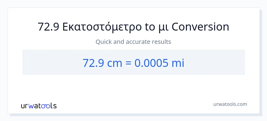 Μετατροπή 72.9 Εκατοστά σε μίλια