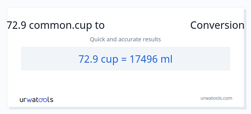 72.9 கோப்பைகள் இலிருந்து மில்லிலிட்டர்கள் வரை மாற்றம்