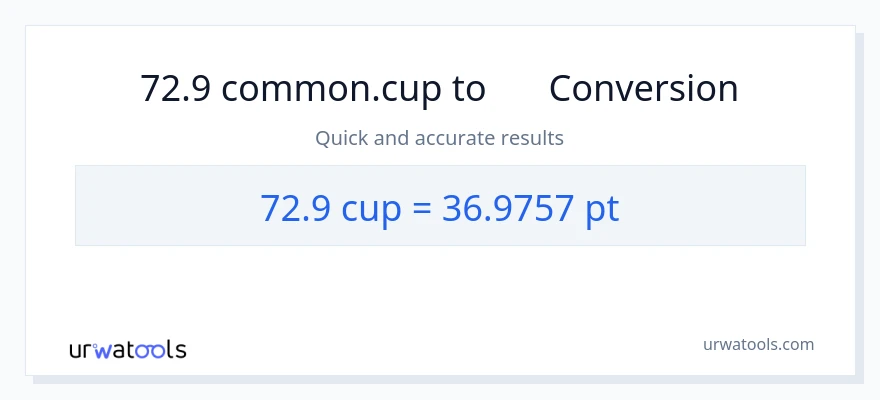 การแปลง 72.9 ถ้วย เป็น Pints