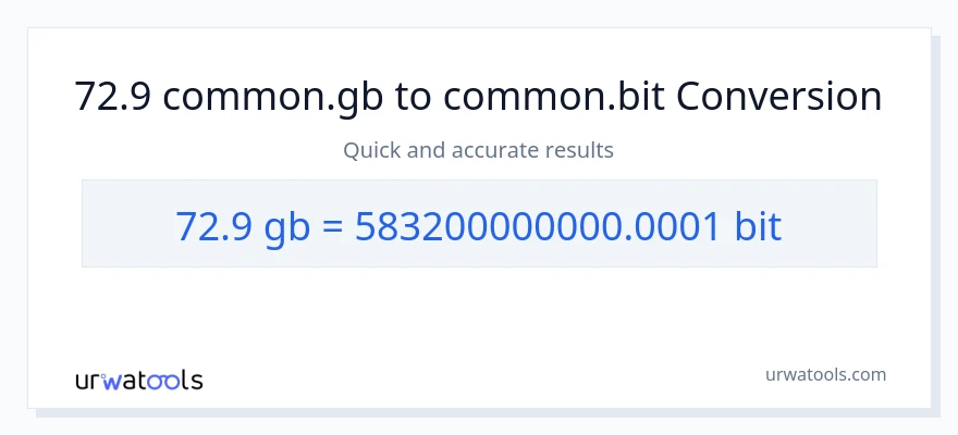 72.9 Gigabytes til Bits konvertering