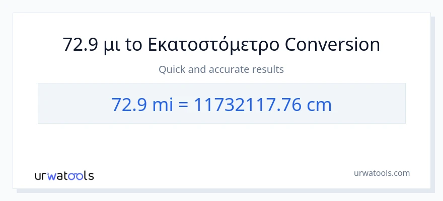 Μετατροπή 72.9 μίλια σε Εκατοστά