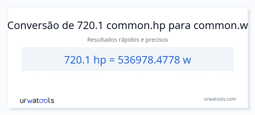 Conversão de 720.1 cavalos de potência para watts