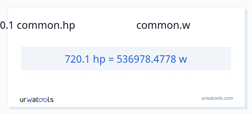 720.1 குதிரைத்திறன் இலிருந்து வாட்ஸ் வரை மாற்றம்