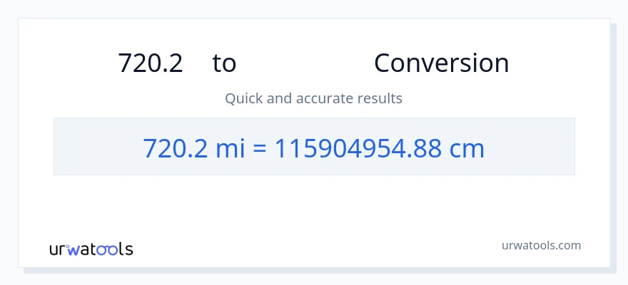 การแปลง 720.2 ไมล์ เป็น เซนติเมตร