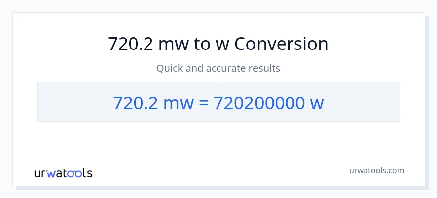 720.2 mga megawatt patungong watts na conversion