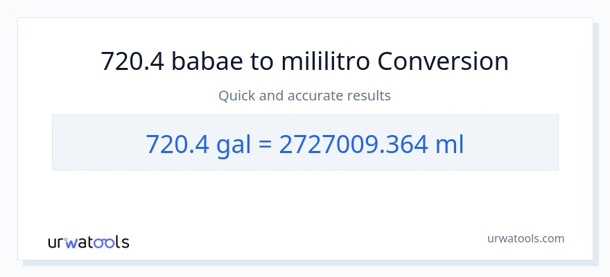 720.4 Mga galon patungong mga mililitro na conversion