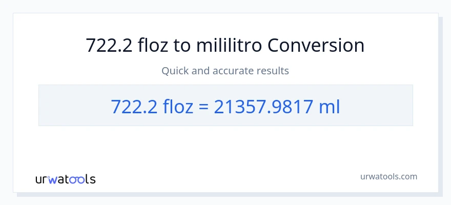 722.2 mga onsa ng likido patungong mga mililitro na conversion