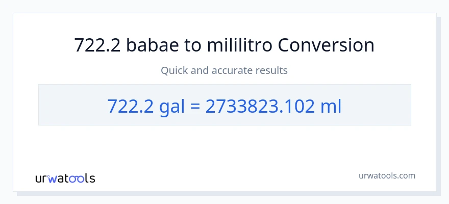722.2 Mga galon patungong mga mililitro na conversion